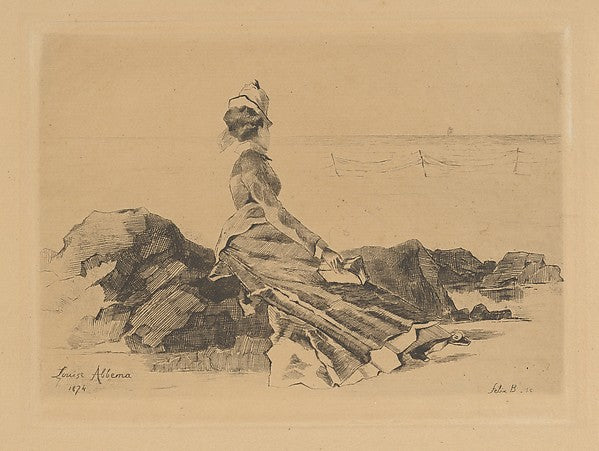 Félix-Hilaire Buhot , After Louise Abbema - Woman Seated on a , Poster Print Wall Art