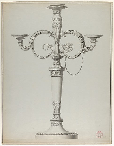 Candelabrum with Alternative Designs for the Arms c1770–1800-W, Poster Print Wall Art