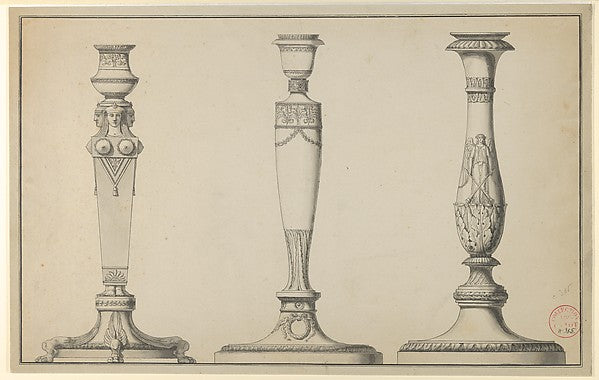 Three Designs for Candlesticks c1770–1816-Workshop of Henri Au, Poster Print