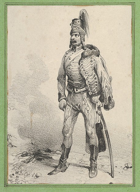Victor Adam - Standing soldier with his jacket on one shoulder, Poster Print Wall Art