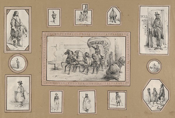 Victor Adam - 13 mounted prints depicting a carriage scene at , Poster Print Wall Art