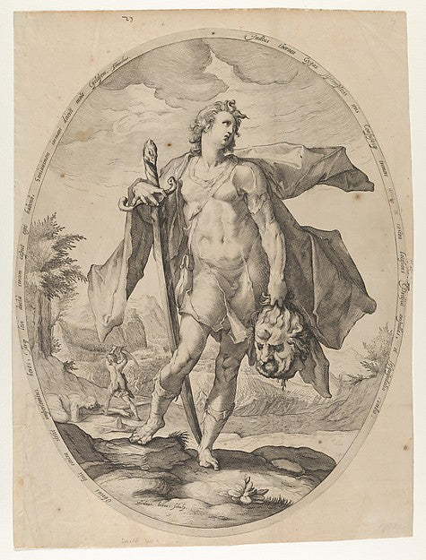 Nicolaes Braeu , After Hendrick Goltzius:David from Heroes a-16x12"(A3) Poster