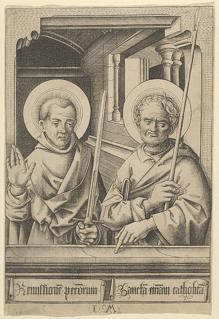 Israhel van Meckenem - St. Simon and St. Matthew from The Apos, Poster Print Wall Art