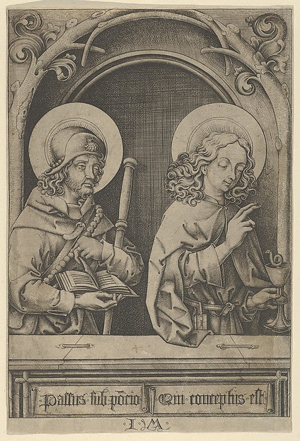 Israhel van Meckenem - St. James the Greater and St. John from, Poster Print Wall Art