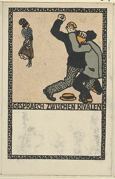 Moriz Jung Moravia 1885–1915 Manilowa ) - Conversation Between, Poster Print Wall Art