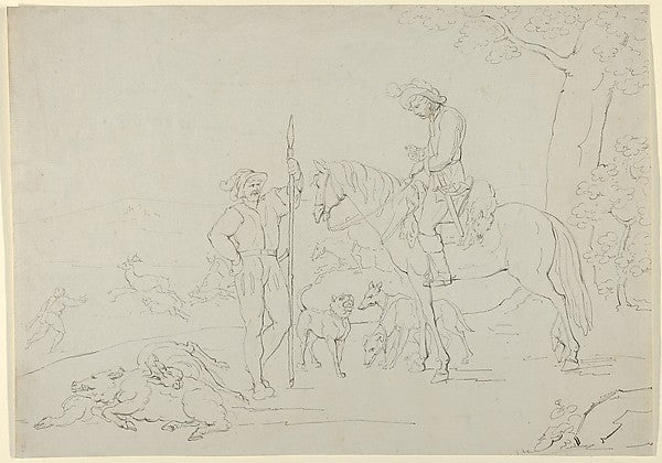 Franz Pforr - Medieval Hunting Scene c1807, Poster Print Wall Art