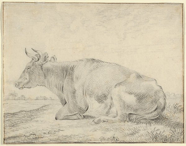 Pieter Gerardus van Os - A Cow Lying in a Landscape early 19th, Poster Print Wall Art