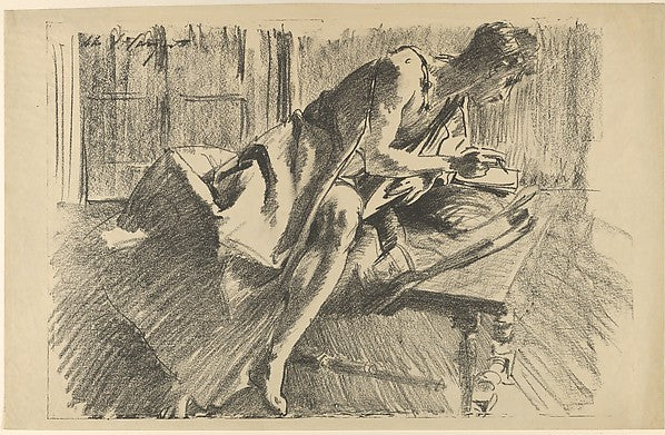 Study of a Young Man Drawing 1895-John Singer Sargent , Poster Print