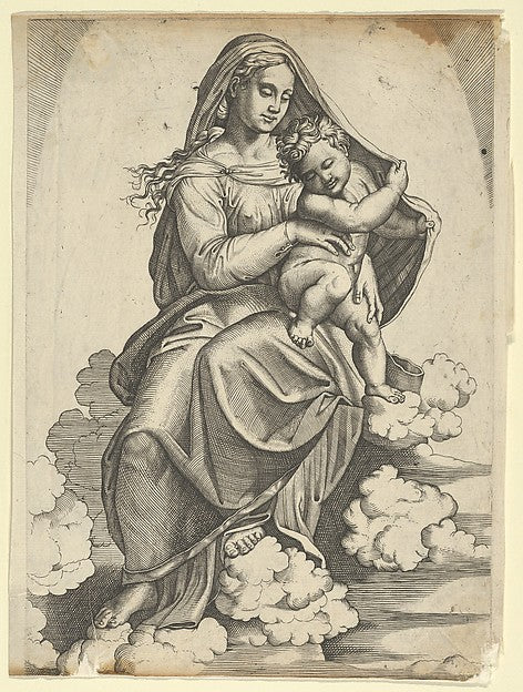 Madonna and Child c1512–20-Anonymous, After Marcantonio Raimon,16x12"(A3) Poster