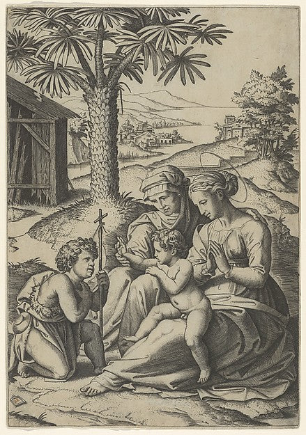 The Virgin and Child with St. Elizabeth and John the Baptist , Poster Print