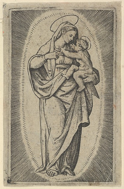 The Virgin holding the Christ Child c1500–1527-Marcantonio Rai,16x12"(A3) Poster