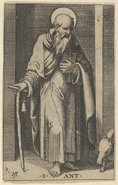 Saint Anthony a staff in his right hand from the series 'Pic,16x12"(A3) Poster