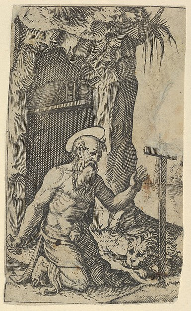 Saint Jerome kneeling before a crucifix from the series 'Picc, Poster Print