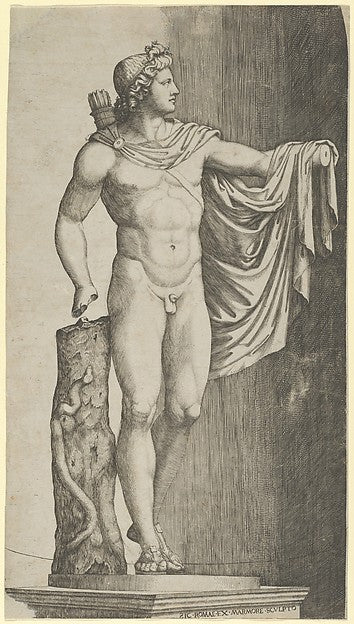 The Apollo Belvedere from the Vatican his left hand resting on, Poster Print