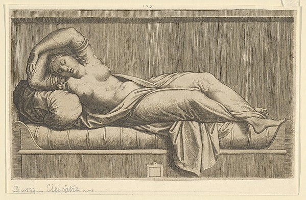 Cleopatra partly naked laying on a bed c1515–40-Anonymous, Af, Poster Print