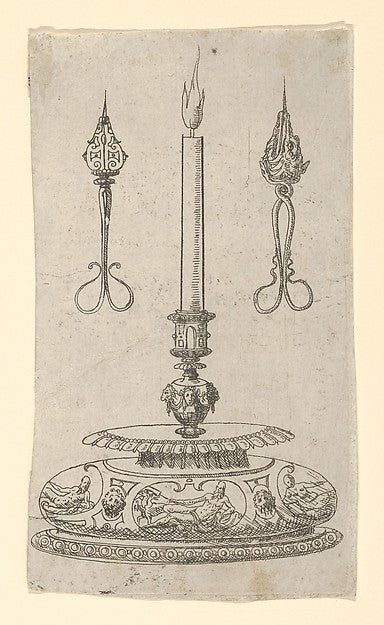 Erasmus Hornick - Design for a Candlestick with Candle Wick Tr, Poster Print Wall Art