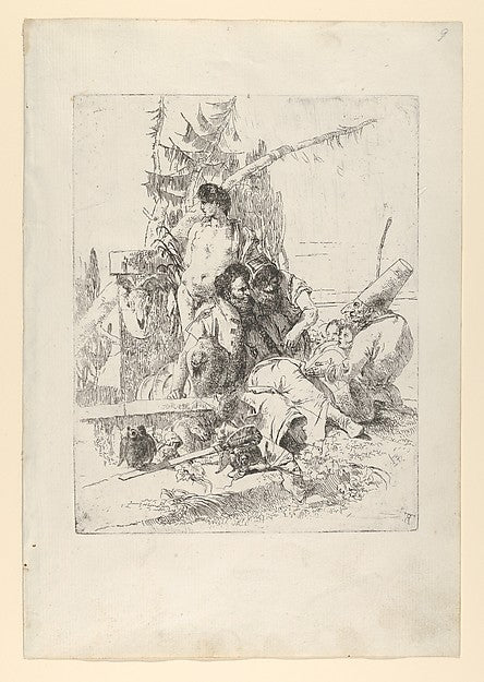 Two Figures Attentive to Punchinello with Others from the Sc,16x12"(A3)Poster
