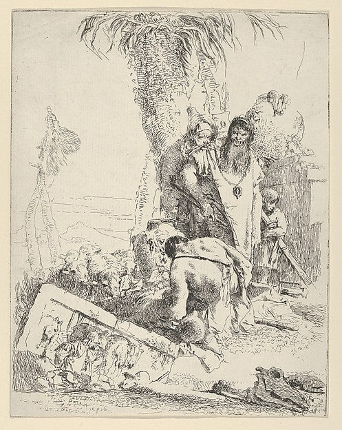 Shepherd with Two Magicians from the Scherzi c1743–57-Giovann, Poster Print Wall Art