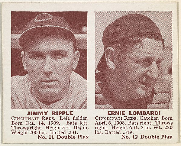 :Jimmy Ripple Ernie Lombardi-16x12"(A3) Poster