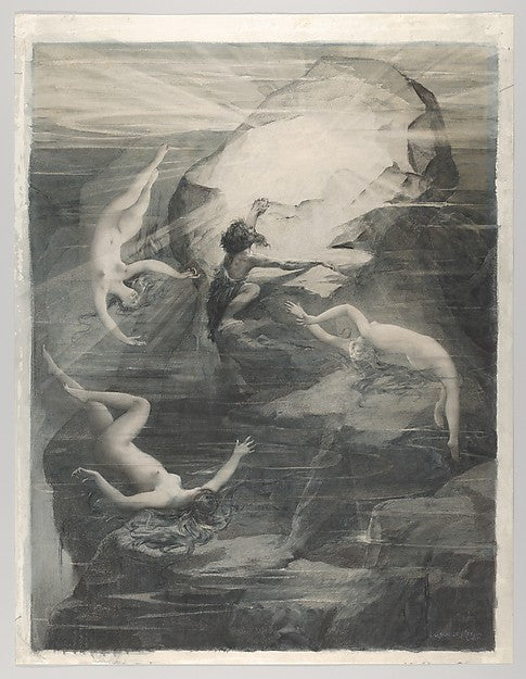 Luc-Olivier Merson:Alberich and the Rhinemaidens 1885-16x12"(A3) Poster