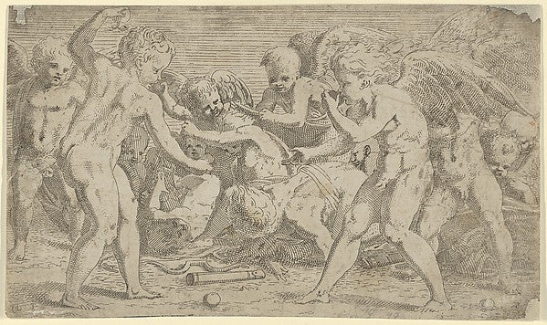 Eros and Anteros 1540–56-Léon Davent, After Francesco Primatic, Poster Print Wall Art