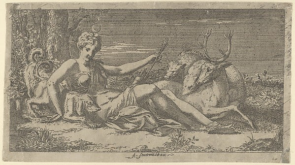 Diana Resting c1542–45-Léon Davent, After Francesco Primaticci, Poster Print Wall Art
