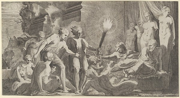 Hercules in Bed with Omphale 1540–56-Léon Davent, After France,16x12"(A3) Poster