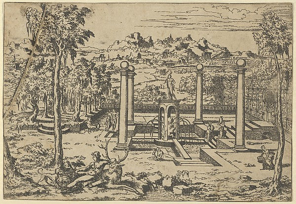 Léon Davent:Landscape with Diana Resting 1526–50-16x12"(A3) Poster