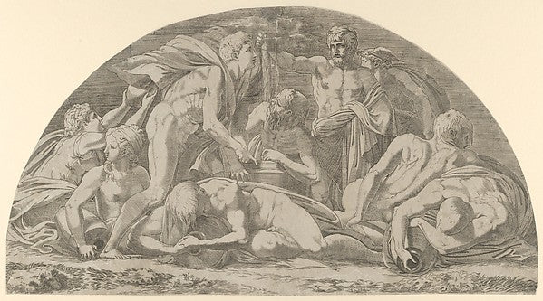 Jupiter Pressing the Stormclouds 1540–56-Léon Davent, After Fr,16x12"(A3) Poster