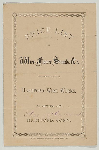 Price List of Wire Flower Stands Etc. 1911–54-, Poster Print