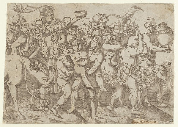 Silenus Carried 1543-Antonio Fantuzzi, After Giulio Romano,16x12"(A3) Poster