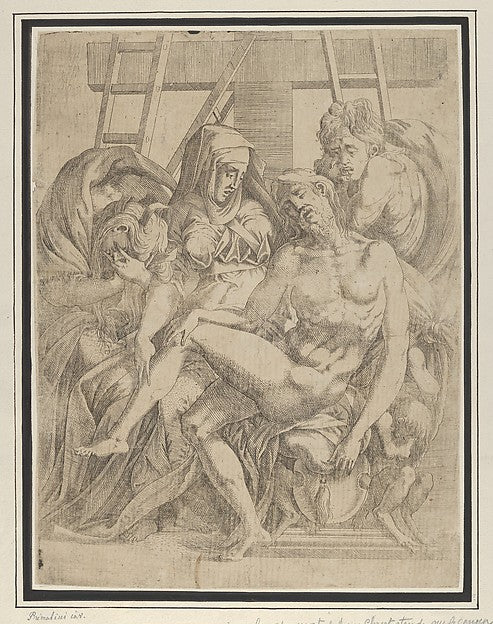 Pieta 1540–45-Antonio Fantuzzi, After Rosso Fiorentino,16x12"(A3) Poster