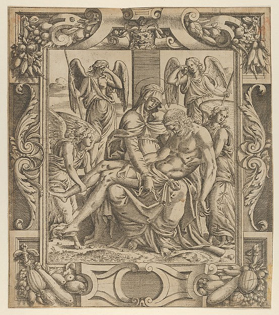 Pieta 1535–55-Jean Mignon, After Luca Penni,16x12"(A3) Poster