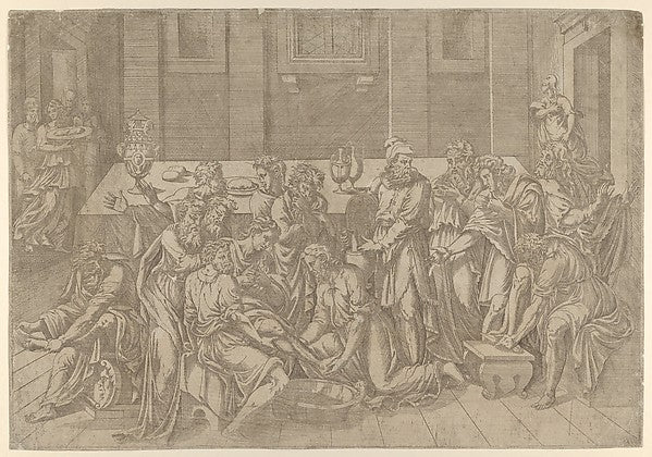 Jesus Washing the Feet of the Disciples 1540–45-Antonio Fantuz, Poster Print Wall Art