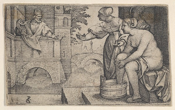 David and Bathsheba-Georg Pencz, Poster Print Wall Art
