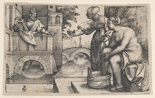Georg Pencz:David and Bathsheba -16x12"(A3) Poster
