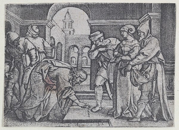 Georg Pencz:Christ and the Adulterous Woman -16x12"(A3) Poster