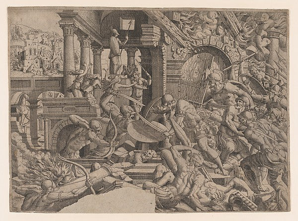 The Sack of Troy 1535–55-Jean Mignon, After Luca Penni, Poster Print Wall Art