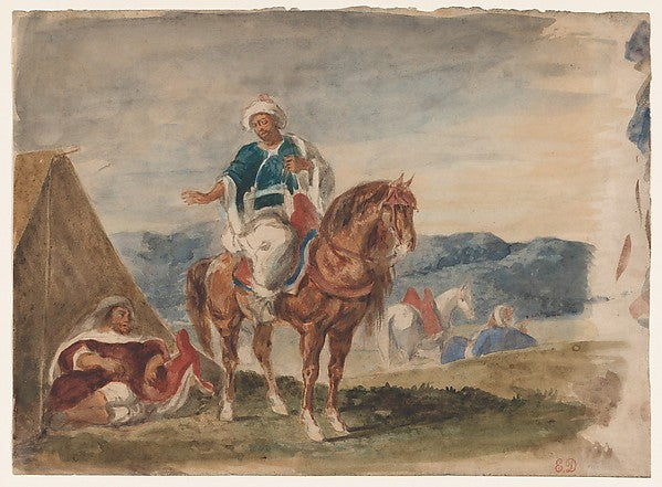 Three Arab Horsemen at an Encampment 1832–37-Eugène Delacroix, Poster Print Wall Art