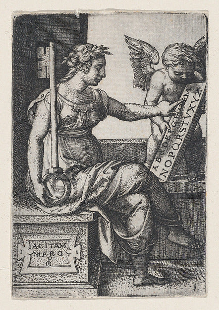 Georg Pencz:Grammatica from The Liberal Arts -16x12"(A3) Poster
