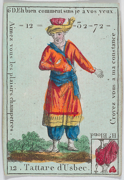 Anonymous, French, 18th century:Tattare d'Usbec from playing-16x12"(A3) Poster