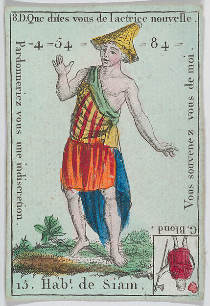 Anonymous, French, 18th century:Hab.t de Siam from playing c-16x12"(A3) Poster