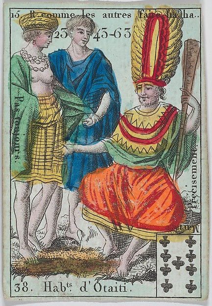 Anonymous, French, 18th century:Hab.ts d'Otaiti from playing-16x12"(A3) Poster