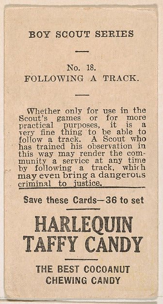 :Example of Card Verso from the Boy Scouts series issued to-16x12"(A3) Poster