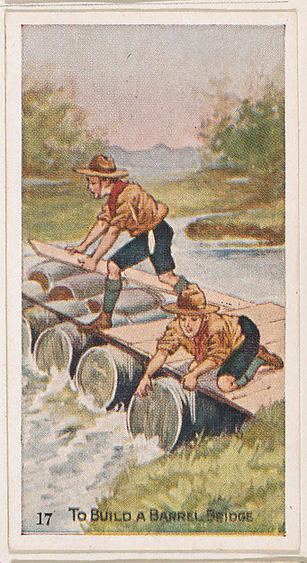 :Card 17 To Build a Barrel Bridge from the Boy Scouts series-16x12"(A3) Poster