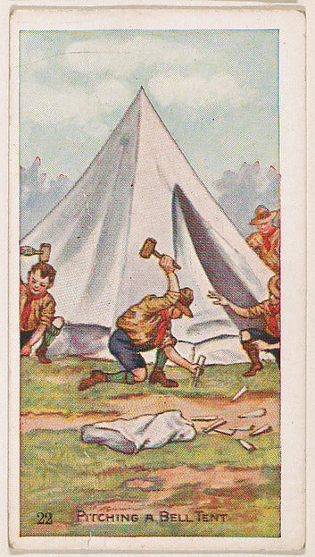 :Card 22 Pitching a Bell Tent from the Boy Scouts series is-16x12"(A3) Poster
