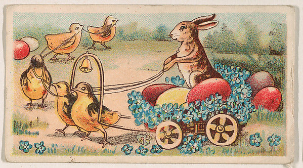 :Rabbit driving carriage pulled by team of chicks from the E-16x12"(A3) Poster