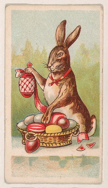 :Rabbit preparing basket of colored Easter eggs from the Eas-16x12"(A3) Poster