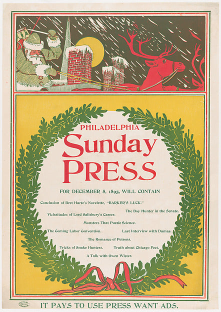 Philadelphia Sunday Press: December 8th 1895-Anonymous,Americ,16x12"(A3)Poster