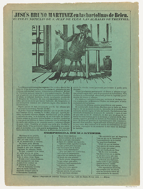 José Guadalupe Posada:Broadsheet relating to Jesús Bruno Mar-16x12"(A3) Poster